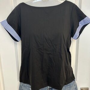 Rebecca Mincoff Black Striped Sleeve Women's Top size S